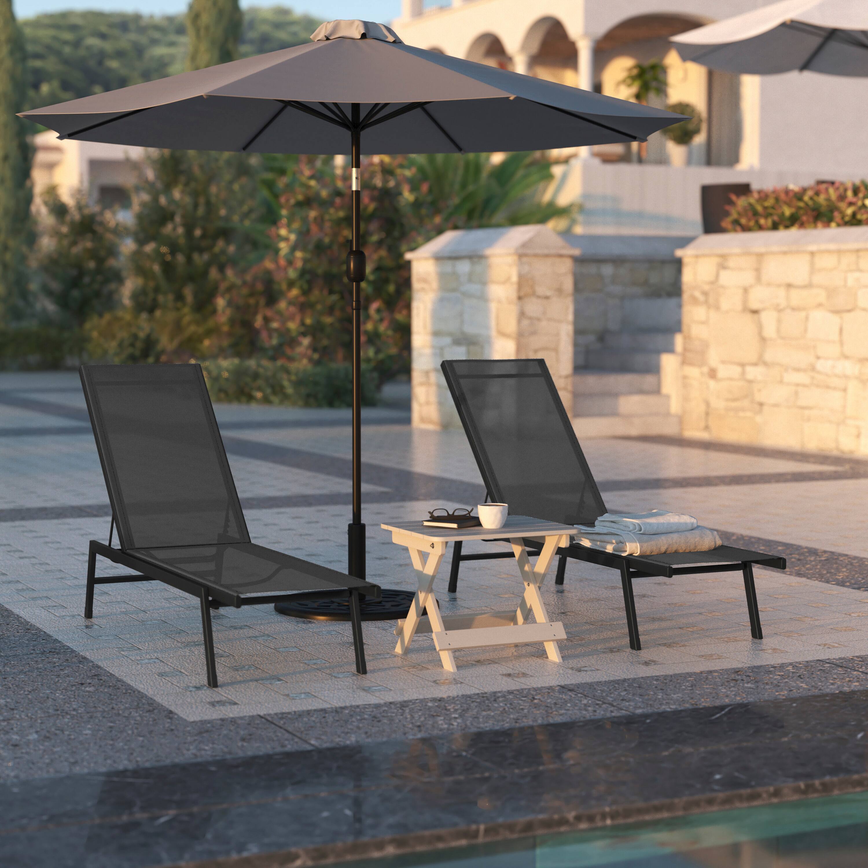 Alt View 3. Flash Furniture - Brazos Adjustable Chaise Lounge Chair, Outdoor Five-Position Recliner, All Weather, Black/Black - Black.