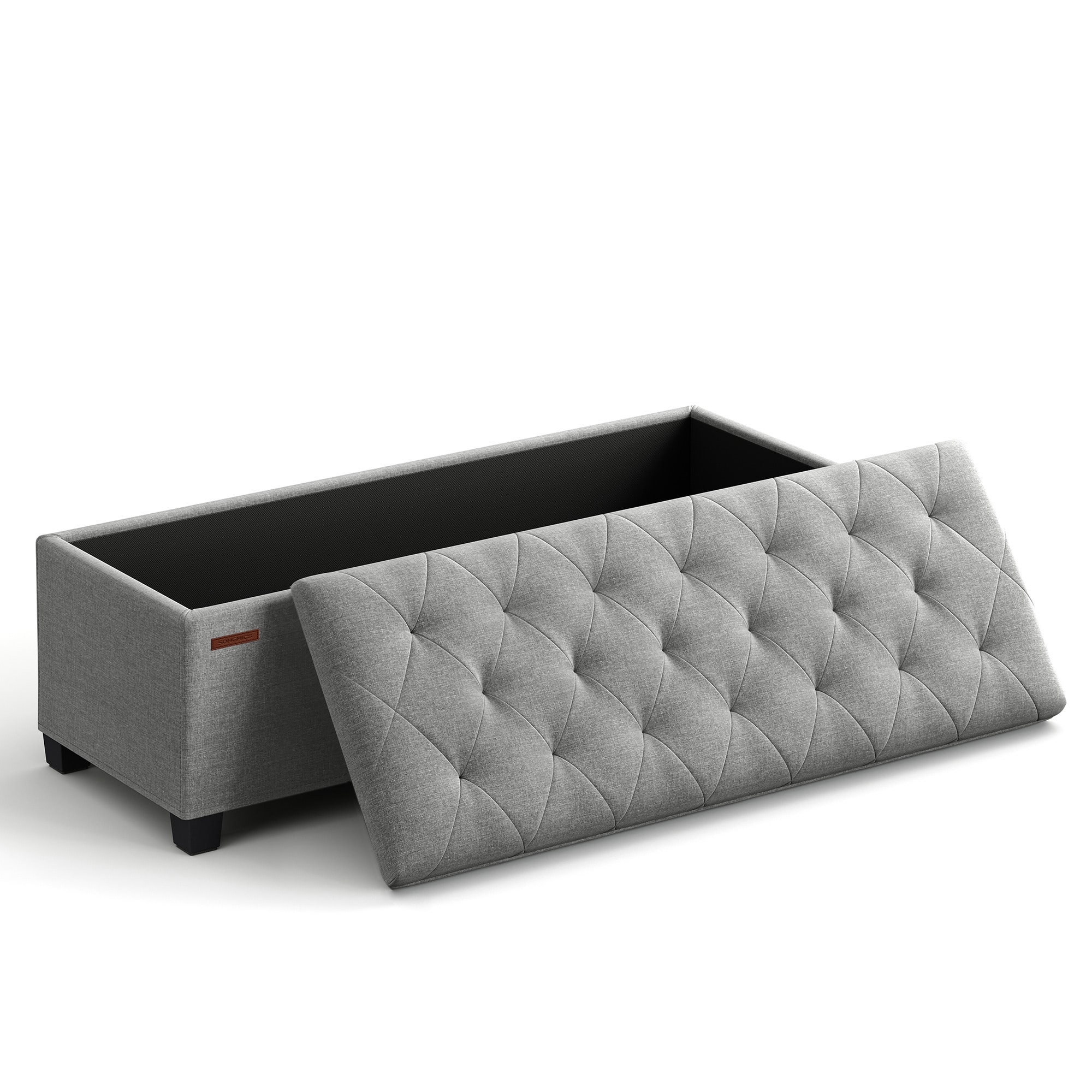 Songmics Home - Storage Ottoman Bench, Foot Rest with Legs,End of Bed Bench, Storage Chest, Load up to 660 lb - Light Gray