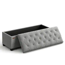 Songmics Home - Storage Ottoman Bench, Foot Rest with Legs,End of Bed Bench, Storage Chest, Load up to 660 lb - Light Gray