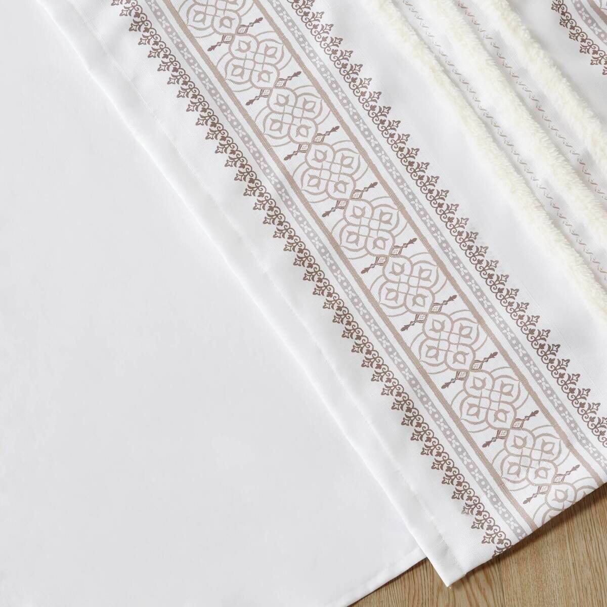 Left. BreeBe - Poly Printed Curtain Panel with Tufted Stripe and Lining White/Brown 50x95' - Multicolor.