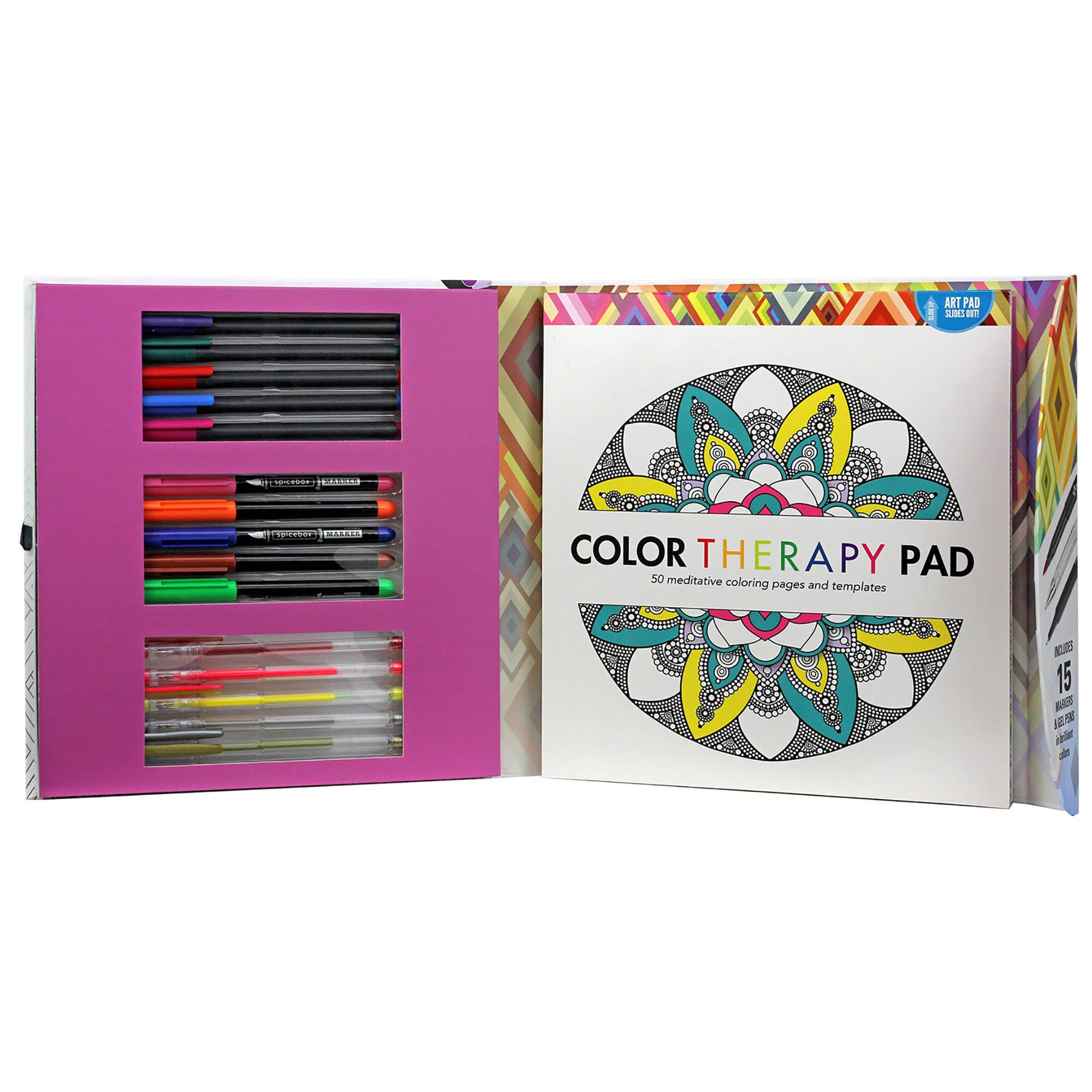 Color Therapy Pad: 50 meditative coloring pages and templates for $15.
