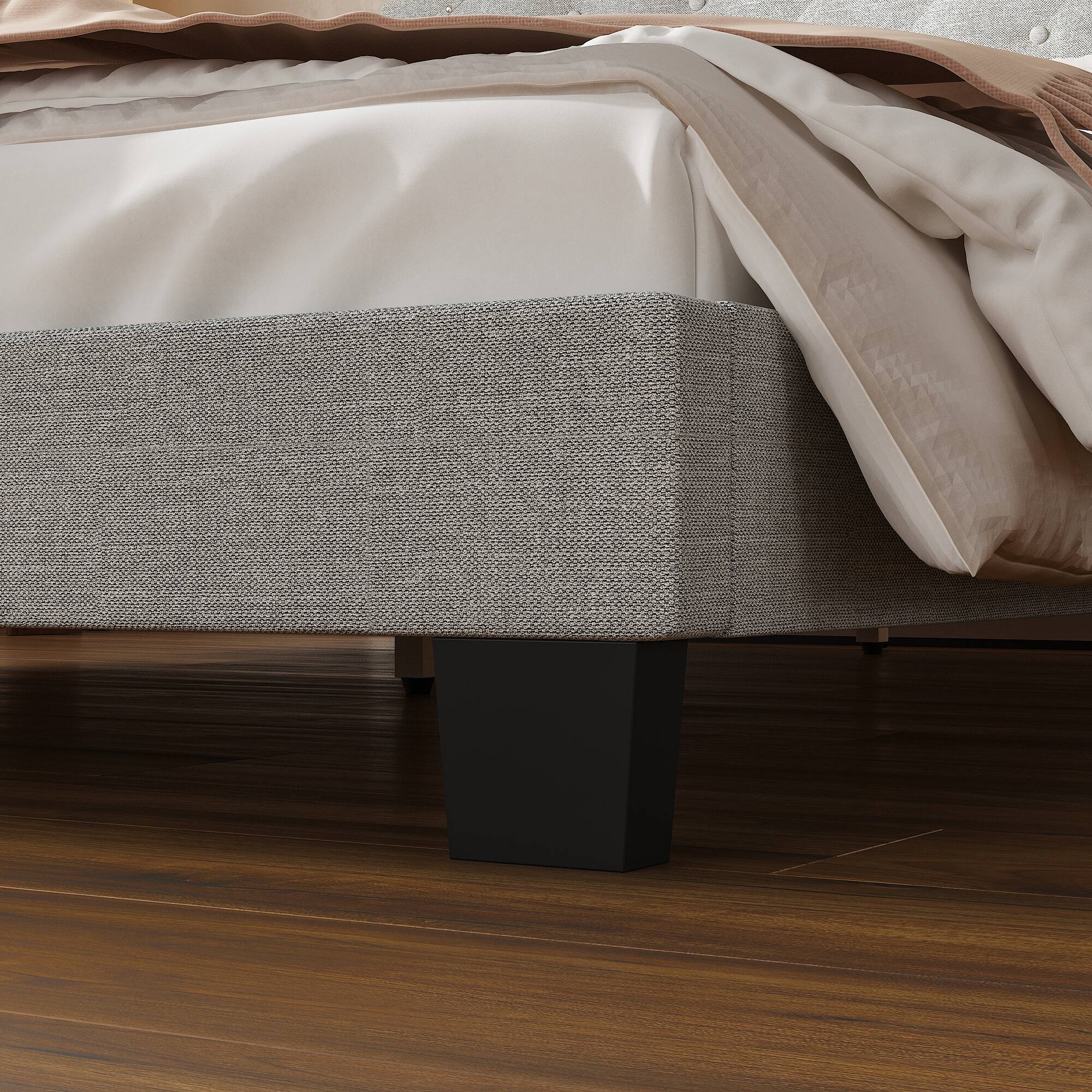 Alt View 9. Famapy - Famapy Upholstered Bed Frame: Sturdy Slats, Thickened Boards & Noiseless Design - White.