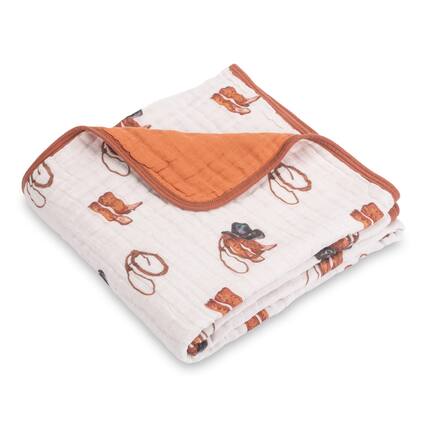 Front. Paradigms Interiors - Muslin Blanket Cotton Quilt Lightweight For 6 Layers Blankets 47 x 47 Receiving cowboy Print WARM AND SNUGG... - Life is Better in Boots-47 x 47 inches.