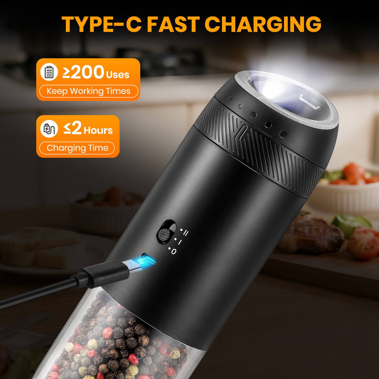 TYPE-C FAST CHARGING

≥200 Uses  
Keep Working Times

≤2 Hours  
Charging Time