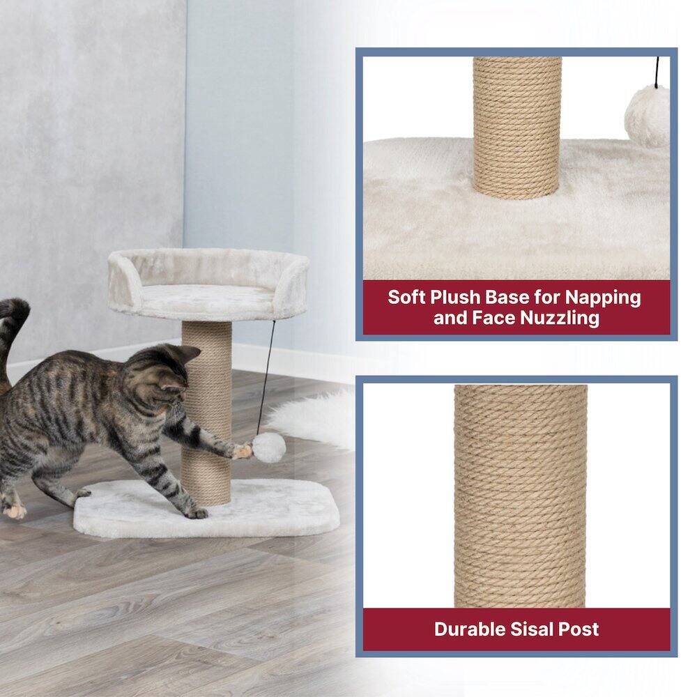 Soft Plush Base for Napping and Face Nuzzling  
Durable Sisal Post