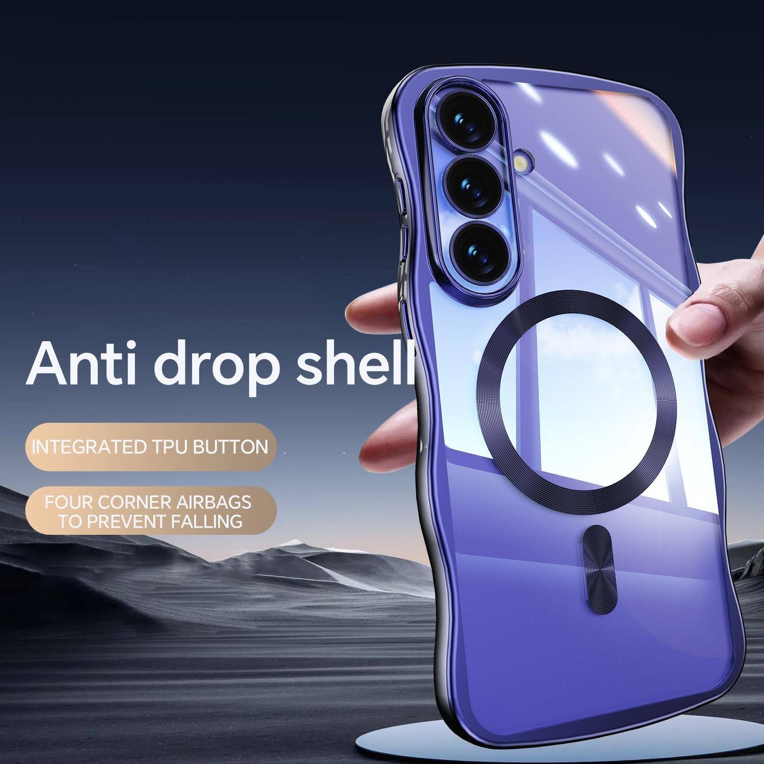 Anti drop shell

INTEGRATED TPU BUTTON

FOUR CORNER AIRBAGS TO PREVENT FALLING