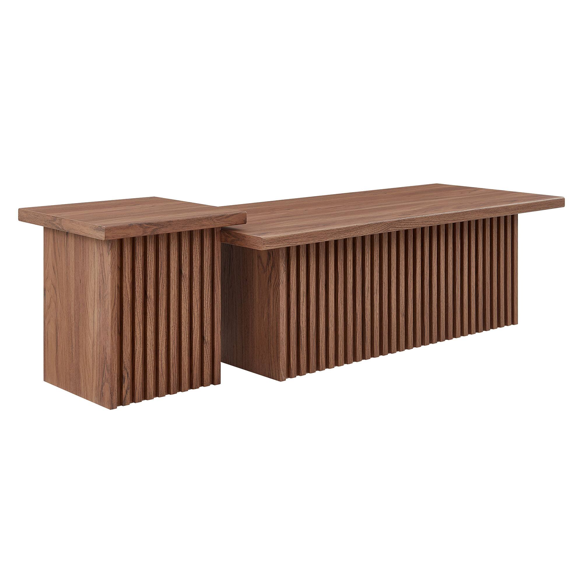 Angle. Modway - Render Nesting Coffee Tables Set of 2 by Modway - Walnut.