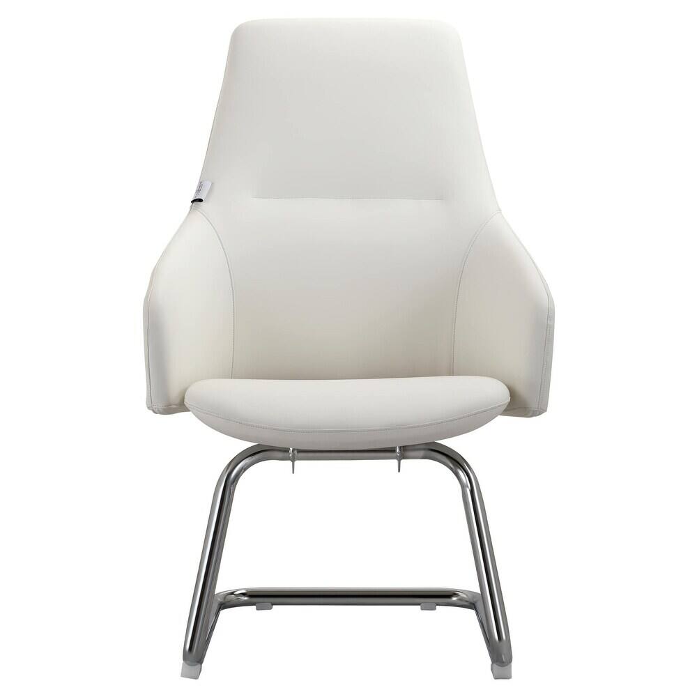 Alt View 2. LeisureMod - Celeste Office Chair Upholstered in Leather with Iron Frame Ergonomic Desk Chair for Home Office and Task Seating - White.