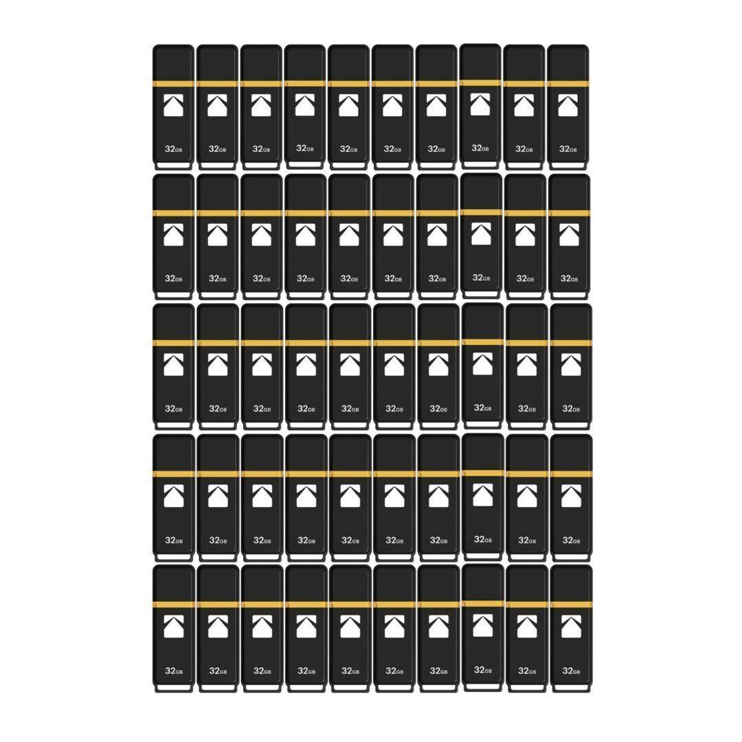 Kodak - USB 3.2 K100 32GB Flash Drive (50-pack) - Black