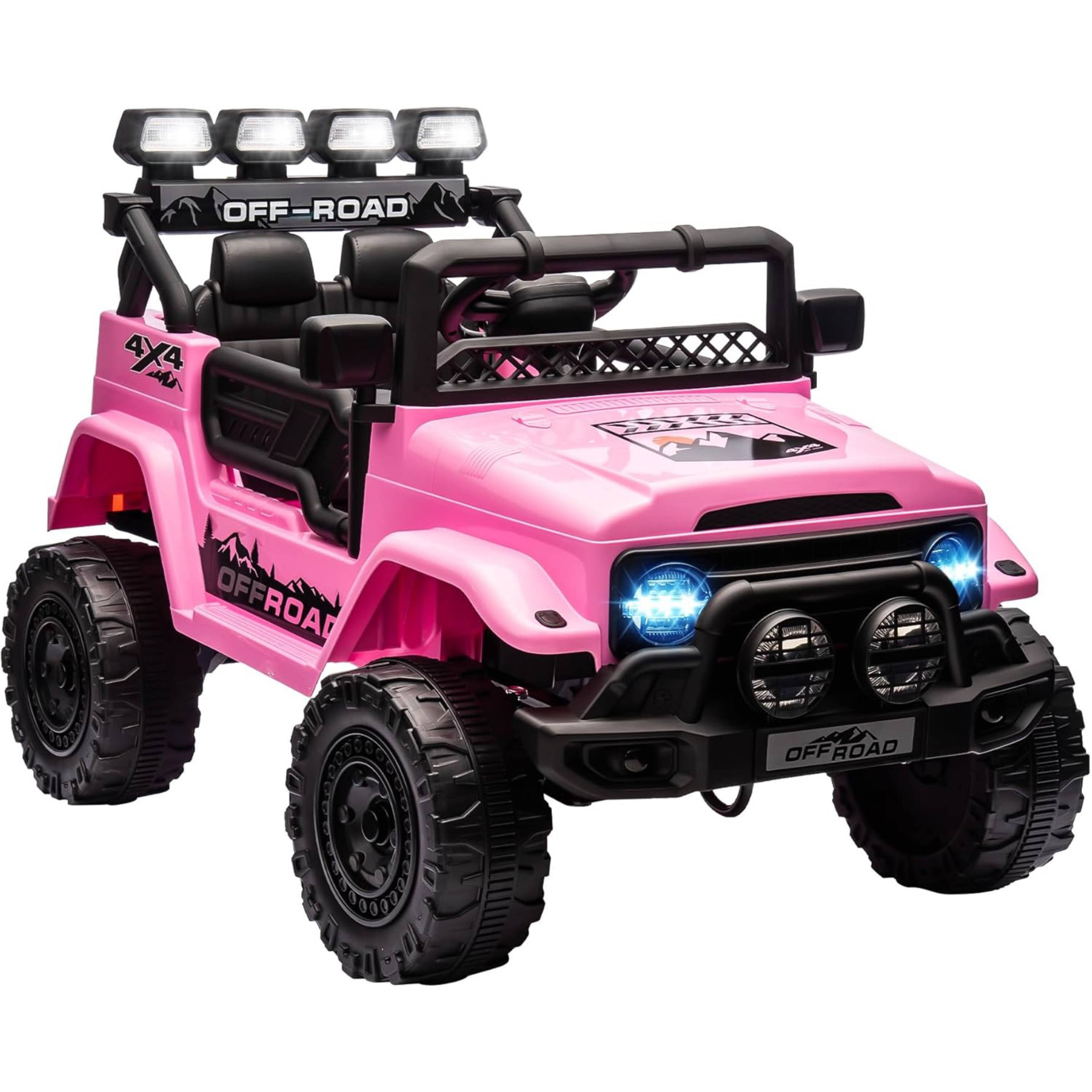 GARVEE- Electric Vehicle 12V Kids Ride on Truck with Parent Remote Control, 3 Speeds LED Lights, Music for Children- Pink