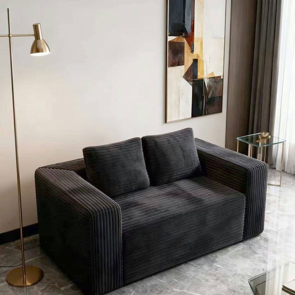 Angle. Kadyn - 2-Seater Cloud Loveseat Sofa in a Box, Corduroy Memory Foam, No Assembly, Gray - Gray.