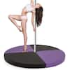Front. Costway - Costway Pole Dance Crash Mat Round Portable Yoga Mat with EPE Foam Safety Dancing Cushion - Purple.