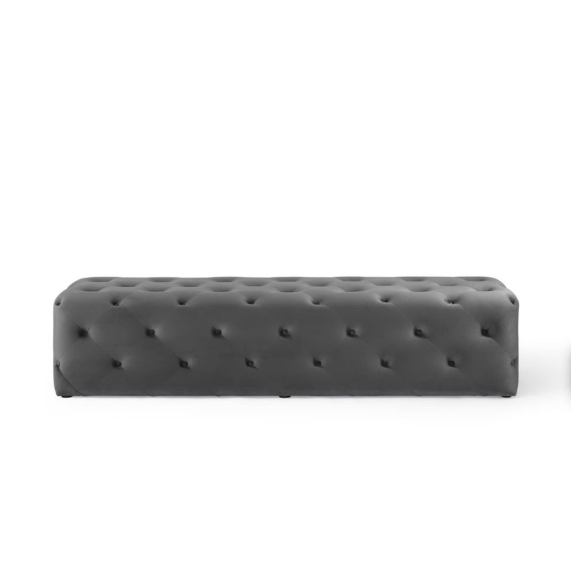 Back. Modway - Amour 72" Tufted Button Entryway Performance Velvet Bench by Modway - Gray.