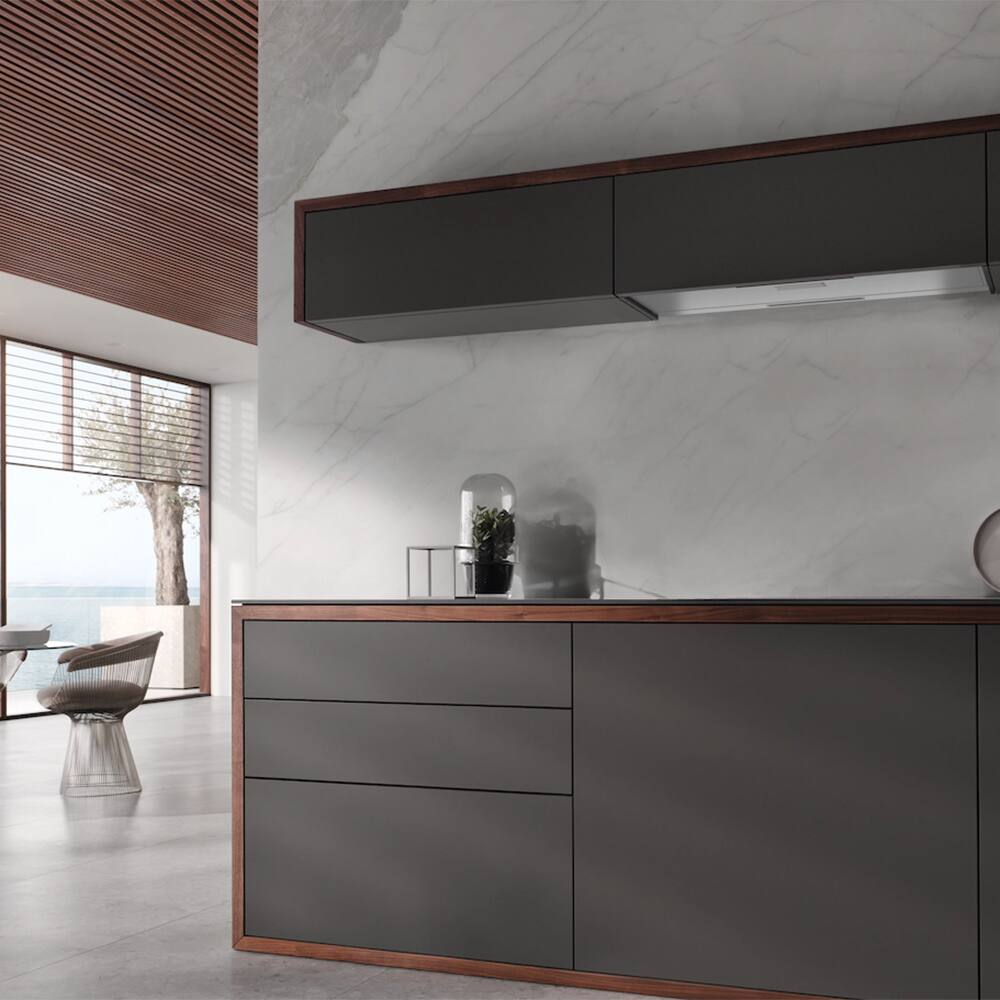 Left. Miele - DAS 8930 36" Slimline Built-in Ventilation with WiFi LED Touch Panel  - Stainless.