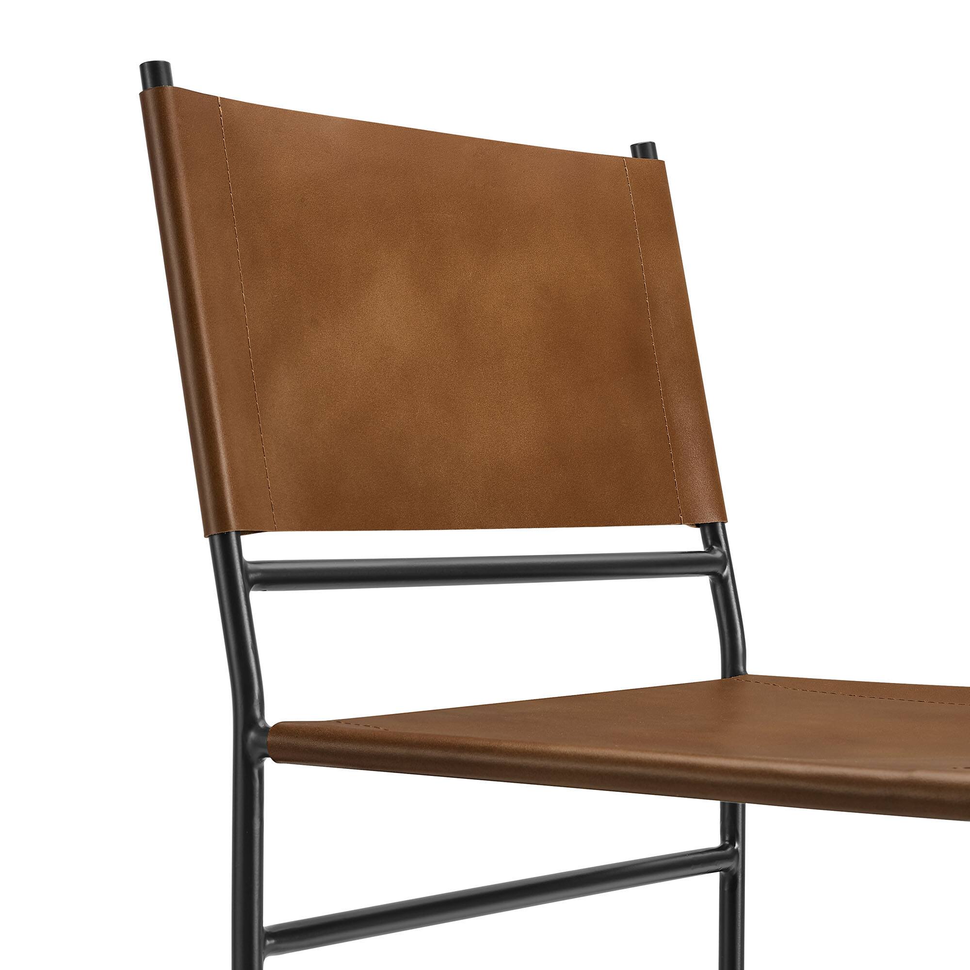 Alt View 3. Modway - Thatcher Leather and Metal Dining Chair by Modway - Brown.
