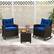 Alt View 3. Costway - 3 PCS Patio Wicker Rocking Set with Tempered Glass Table & Soft Cushions Outdoor - Navy.