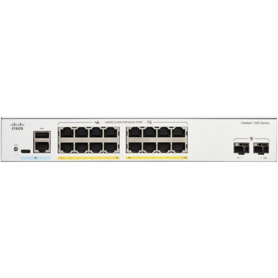 CISCO  
-54VDC, 0.55A SSA FOR EACH PORT  
Catalyst 1300 Series  
1 2 3 4 5 6 7 8 9 10 11 12 13 14 15 16 17 18
