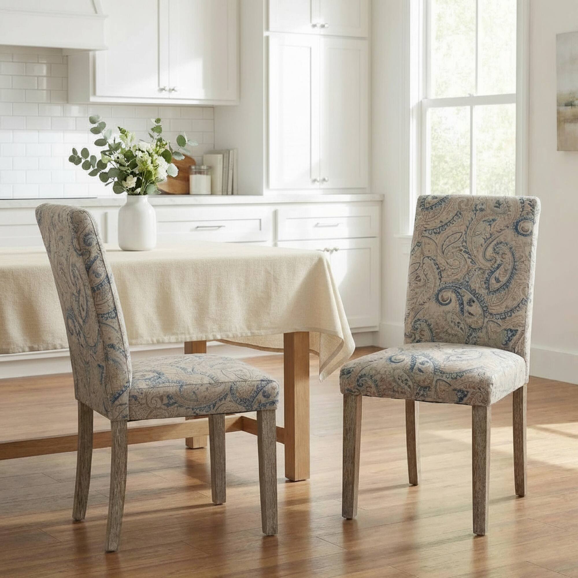 Angle. FERPIT - FERPIT 2 Pack Stylish Modern Upholstered Dining Chairs, Paisley - Paisley.
