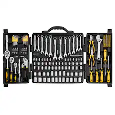 Front. VEVOR - 207-Piece Mechanics Tool Set, 1/4" 3/8" 1/2" Drive Sockets, SAE and Metric Mechanic Tool Kit with Bits, Ratchet Handle - Black.