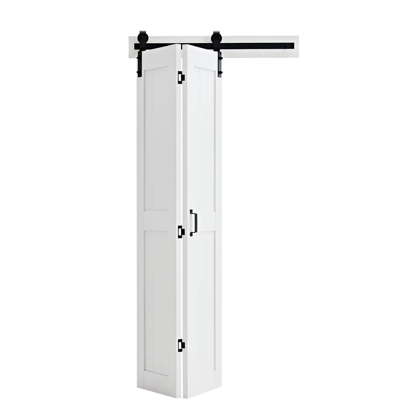VEVOR - Bifold Barn Door, 36" x 84", MDF Bi-Fold Sliding Closet Doors, Header Board and Hardware Kit Included - White