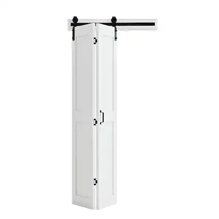 Front. VEVOR - Bifold Barn Door, 36" x 84", MDF Bi-Fold Sliding Closet Doors, Header Board and Hardware Kit Included - White.