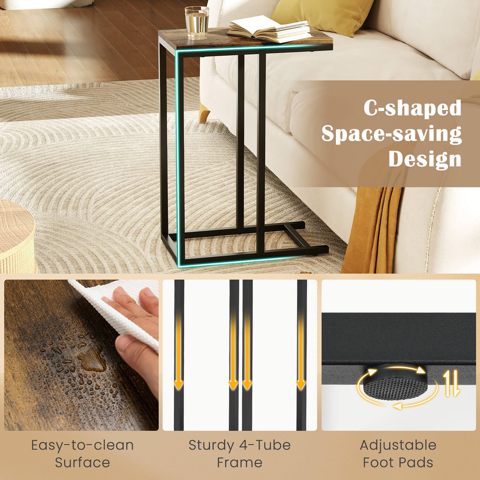 C-shaped Space-saving Design

Easy-to-clean Surface

Sturdy 4-Tube Frame

Adjustable Foot Pads