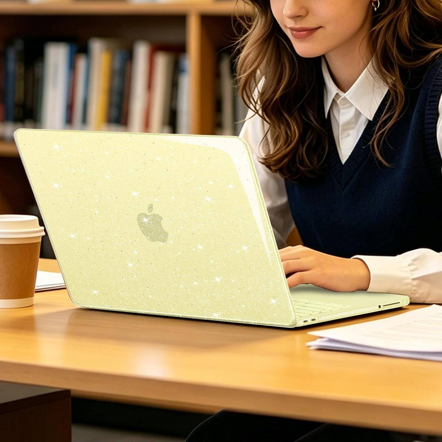 Alt View 2. mosiso - Sparkly Glitter Case for MacBook Neo 13 inch A3404 with A18 Pro Chip (2026), Ultra-Thin Crack & Scratch Resistant Cover - Citrus.