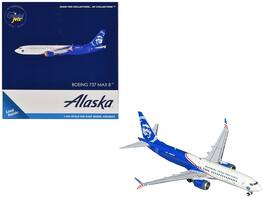 GeminiJets - Boeing 737 MAX 8 Alaska Airlines Honoring Those Who Serve N806AK White Blue 1/400 Airplane - White and Blue