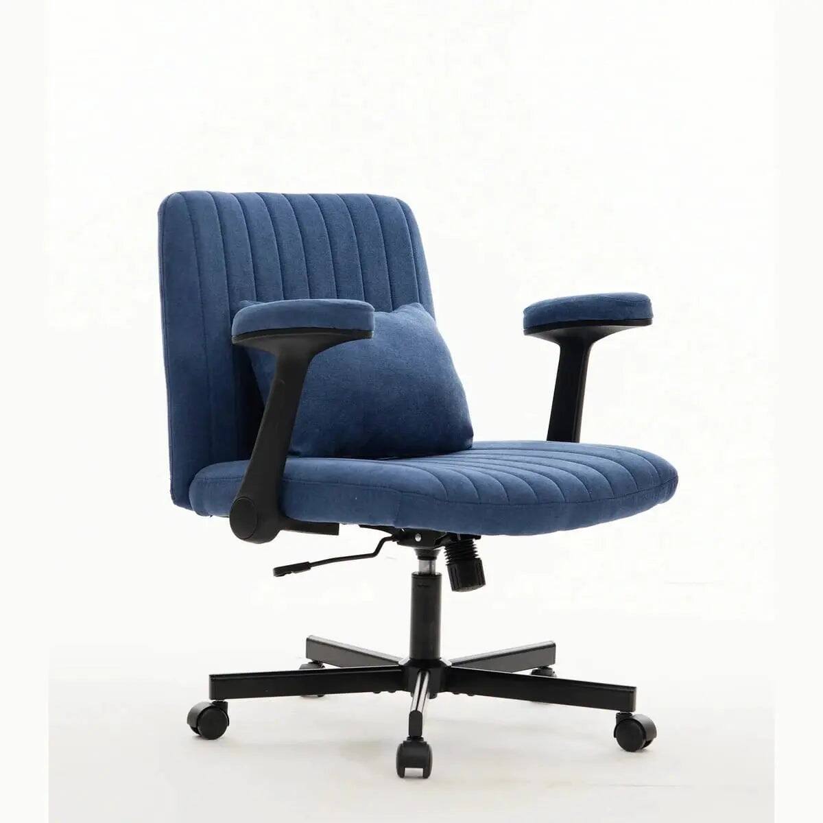 Alt View 10. blue - Velvet Memory Foam Office Chair with Armrests - Blue.