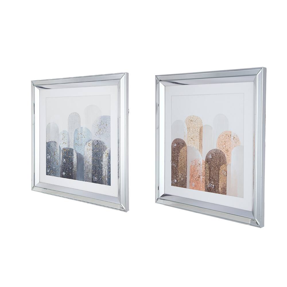 Angle. APRILSOUL - Crystal Mirror Framed Wall Art Mellow Golden Tint Background - Brown.