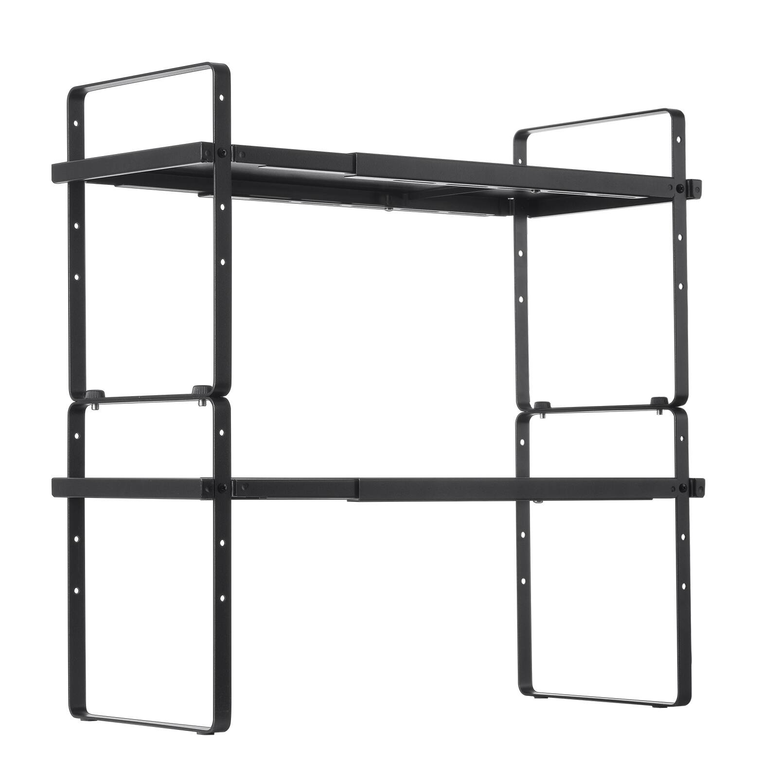 Alt View 5. VEVOR - Adjustable Kitchen Cabinet Shelf Organizer, Expandable 2 Tier Cabinet Shelf, Stackable Countertop Organizer - Black.