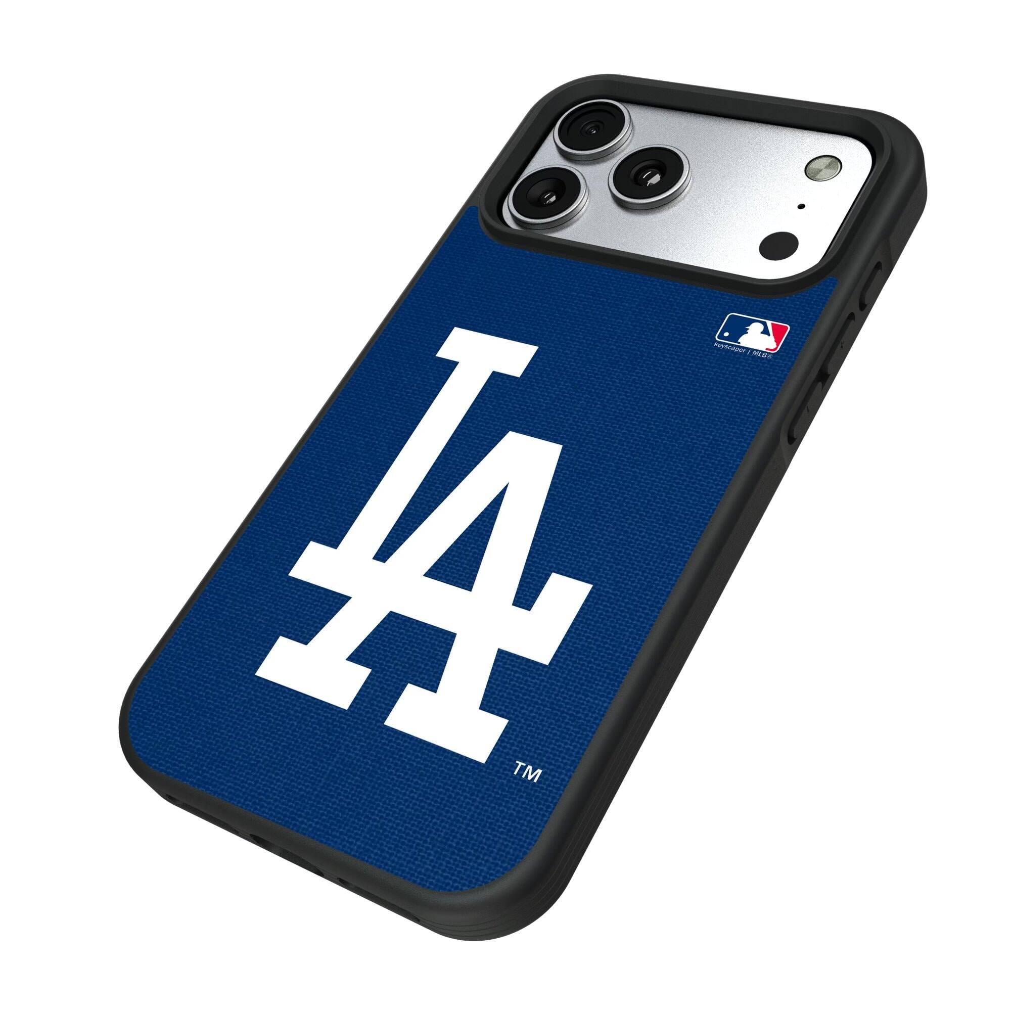 Alt View 1. Keyscaper - Los Angeles Dodgers iPhone Solid Design Bump Case - 15 Plus - Multicolor.