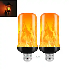 PRIMEPLUS - 5W LED Dynamic Flame Light Bulbs 2/4 Pack with E26 Base for Halloween and Party Decor - Not provided