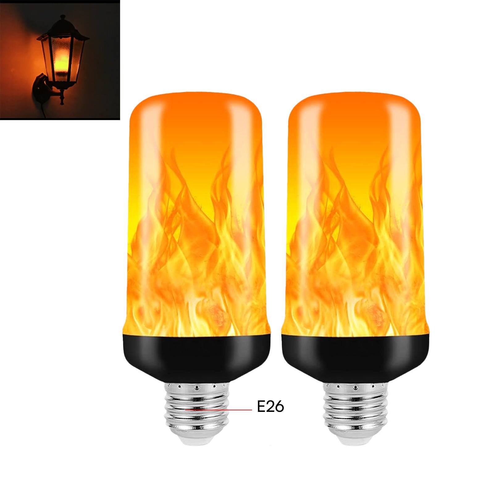 Front. PRIMEPLUS - 5W LED Dynamic Flame Light Bulbs 2/4 Pack with E26 Base for Halloween and Party Decor - 2 Pack.