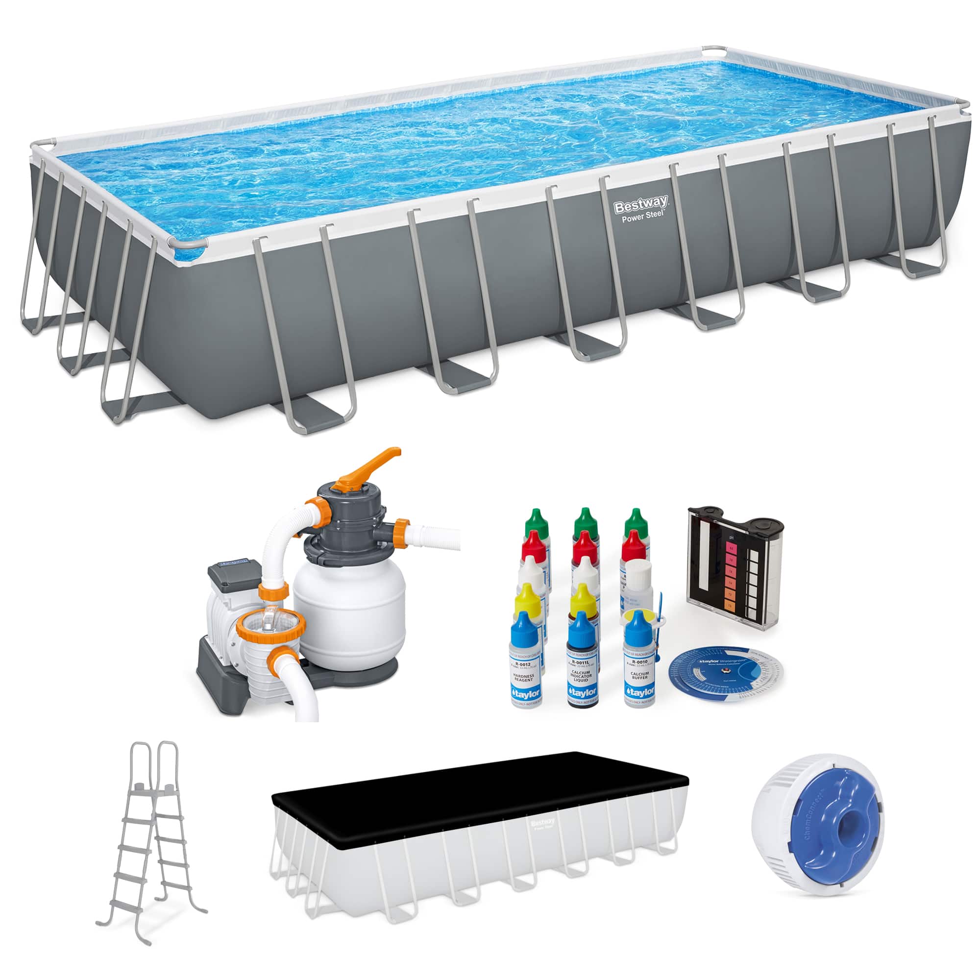 Bestway - 24ft x 12ft x 52in Rectangular Frame Family Swimming Pool & Test Kit price history on PriceWatchPro