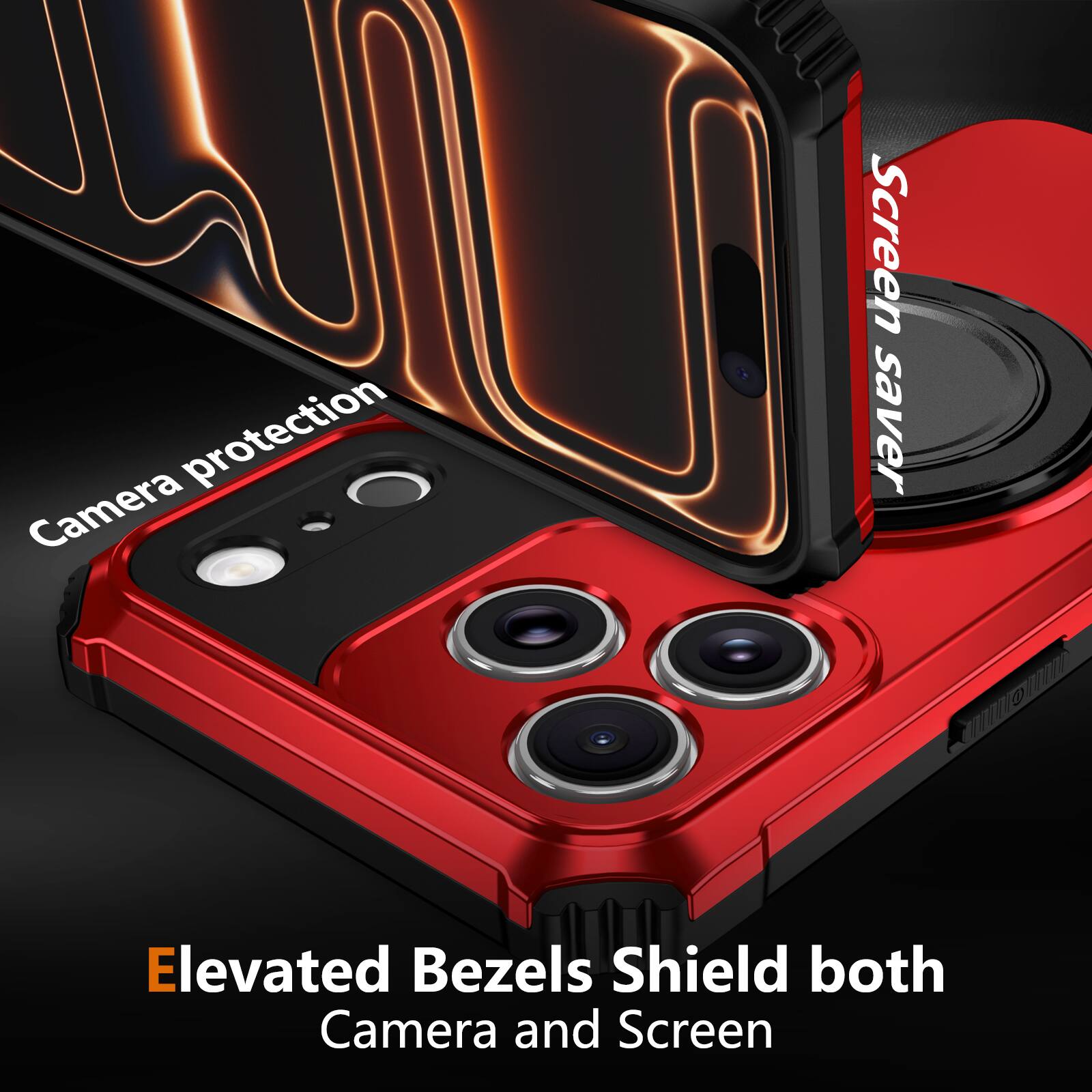 A Camera protection Screen saver Elevated Bezels Shield both Camera and Screen