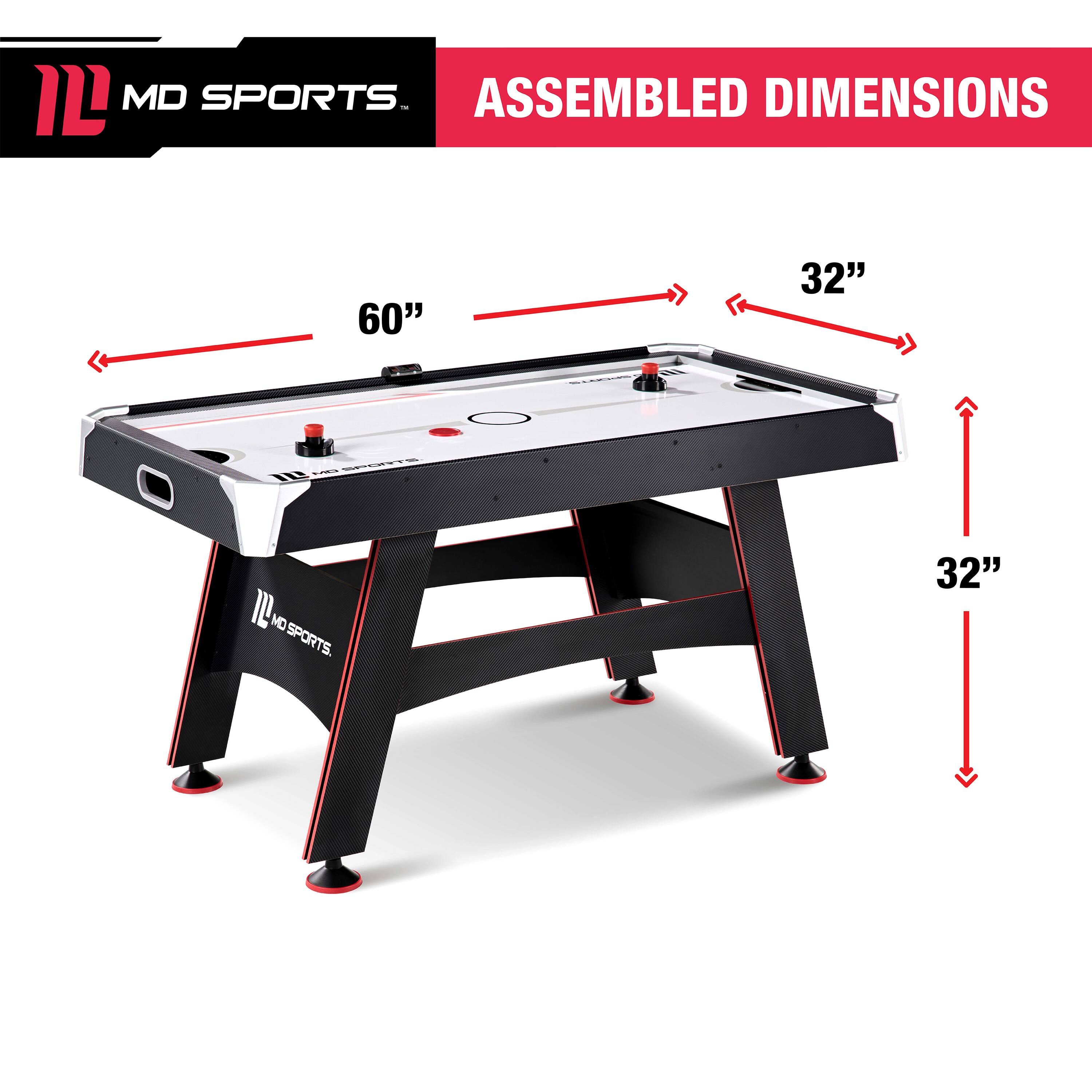 The text on the image reads "IL MD Sports. Assembled Dimensions 60" 32"".