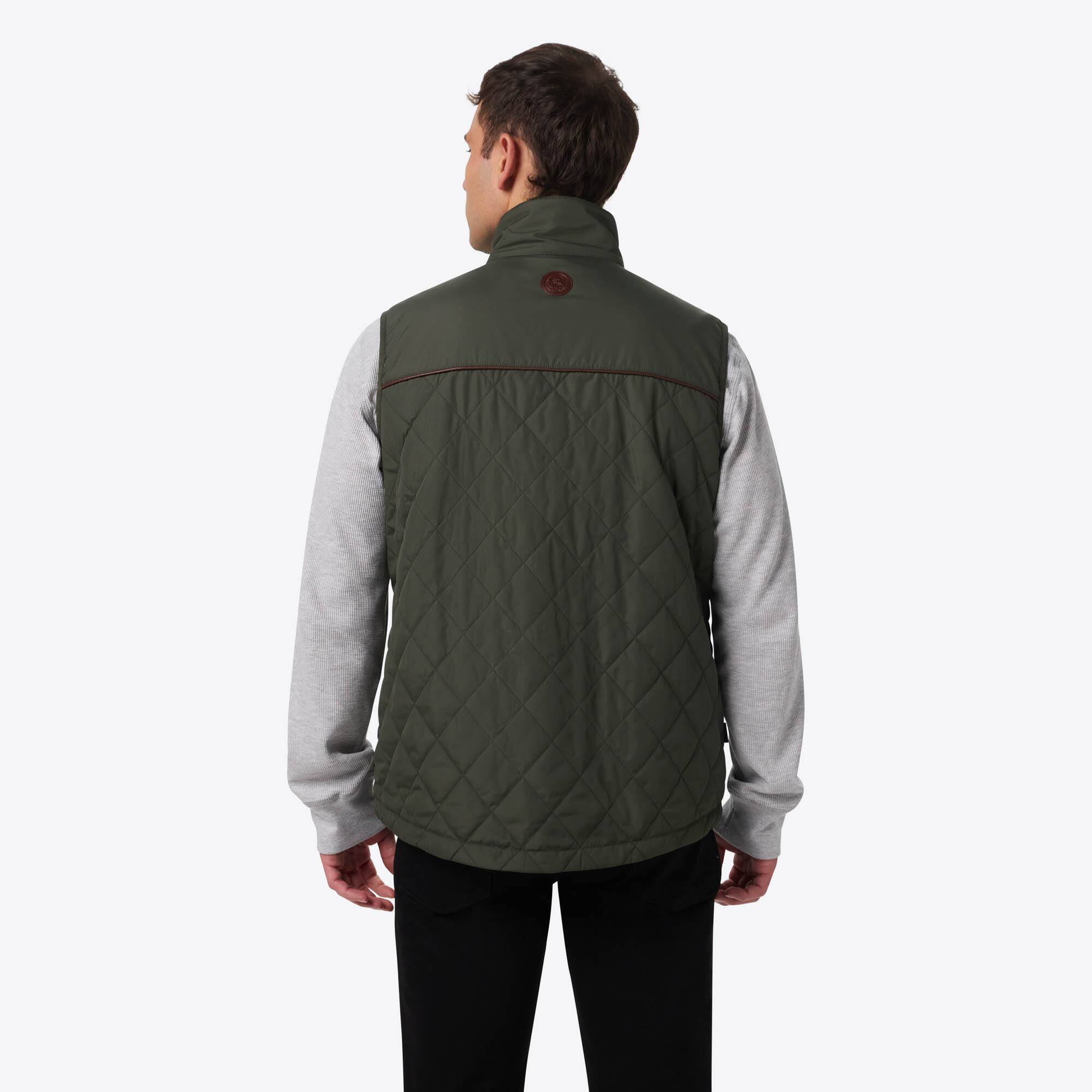 Left. Mobile Warming - App Controlled Men's Duke Heated Vest - Forest Green.