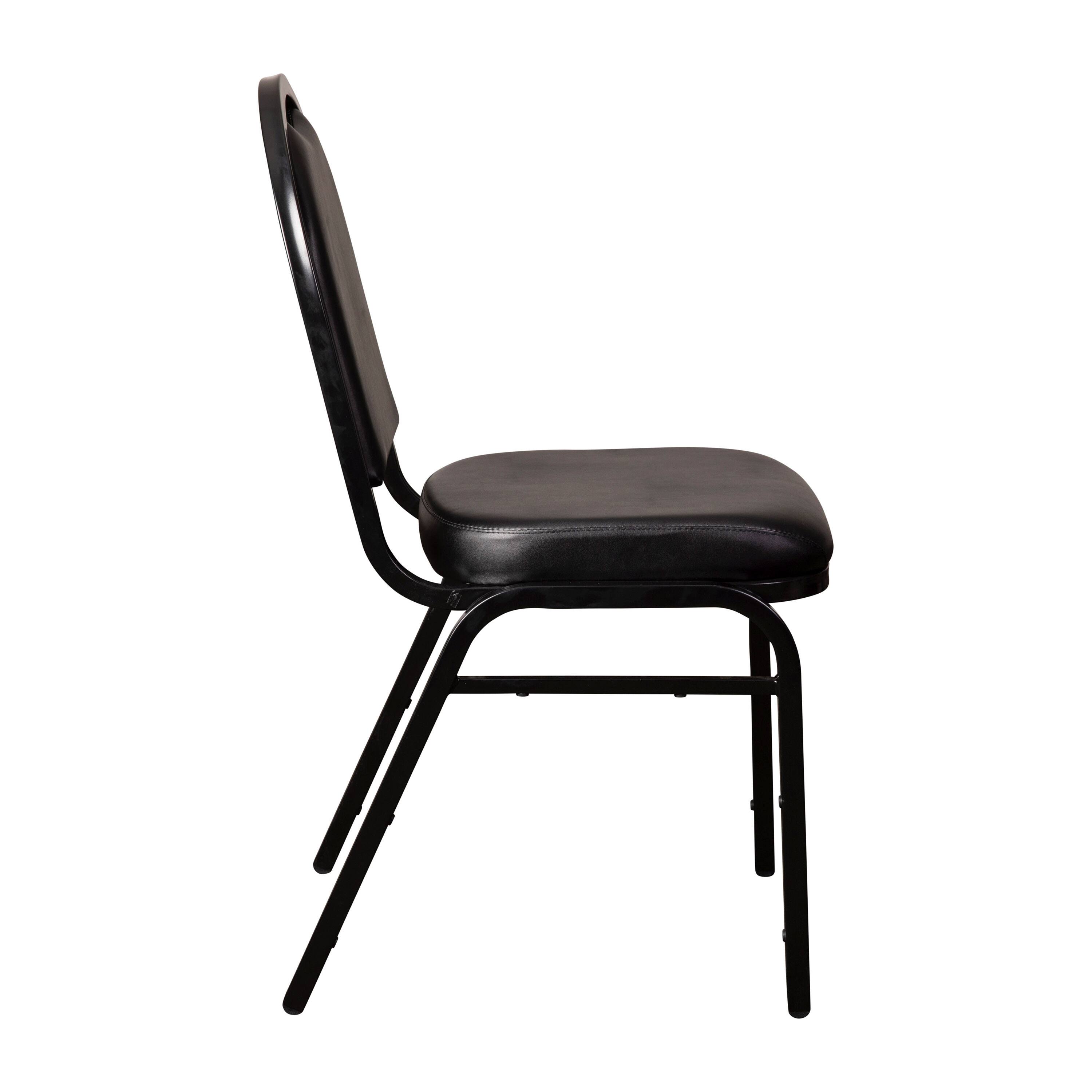 Alt View 9. Emma + Oliver - Dymoke Versatile Dome Back Stacking Banquet Chair - Black Vinyl/Black Frame.