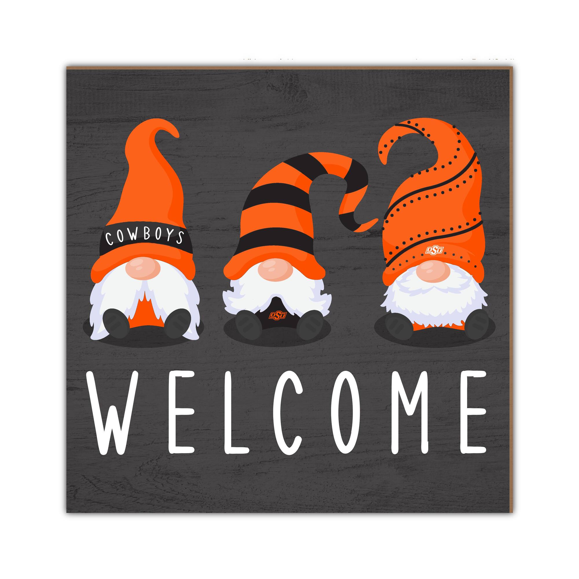 Oklahoma State Cowboys 10'' x 10'' Welcome Gnomes Sign