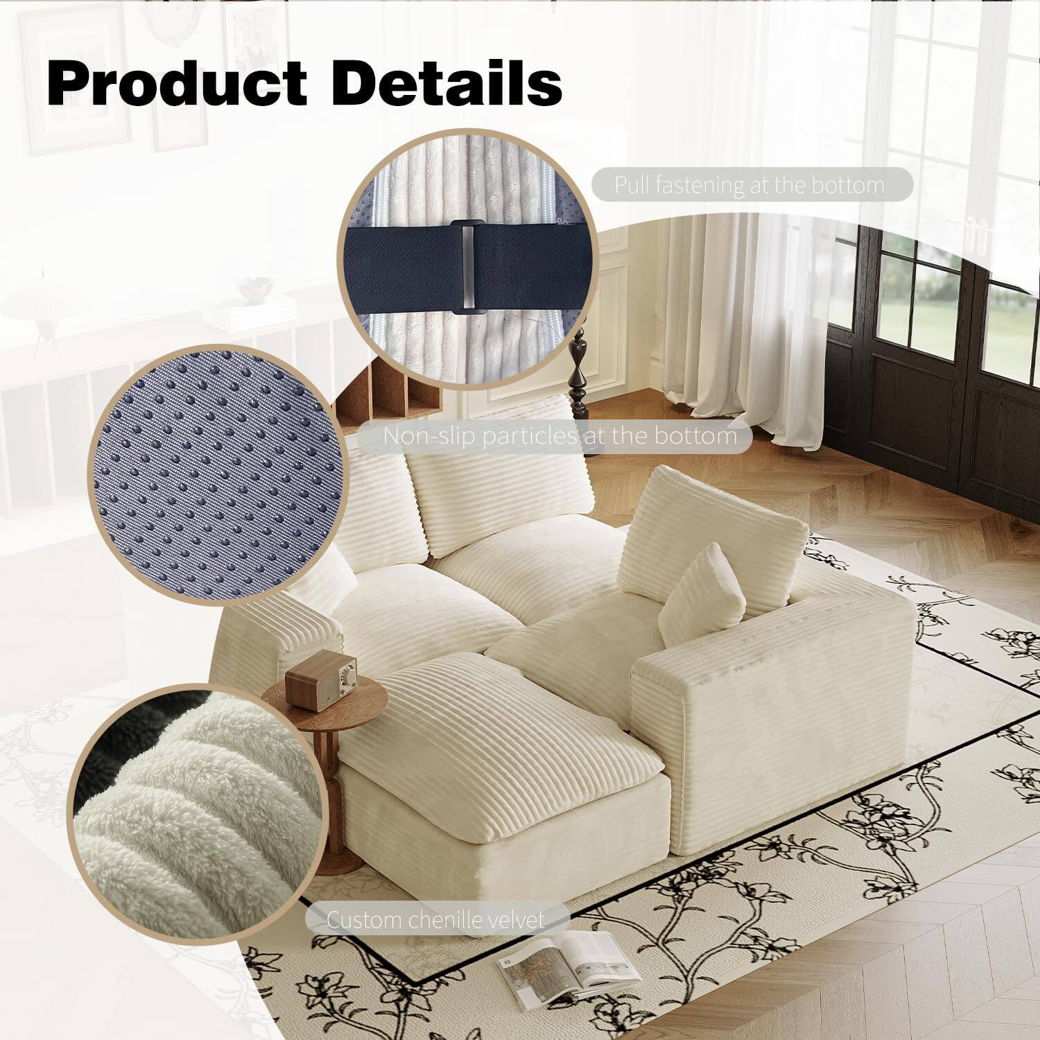 Product Details

- Pull fastening at the bottom
- Non-slip particles at the bottom
- Custom chenille velvet