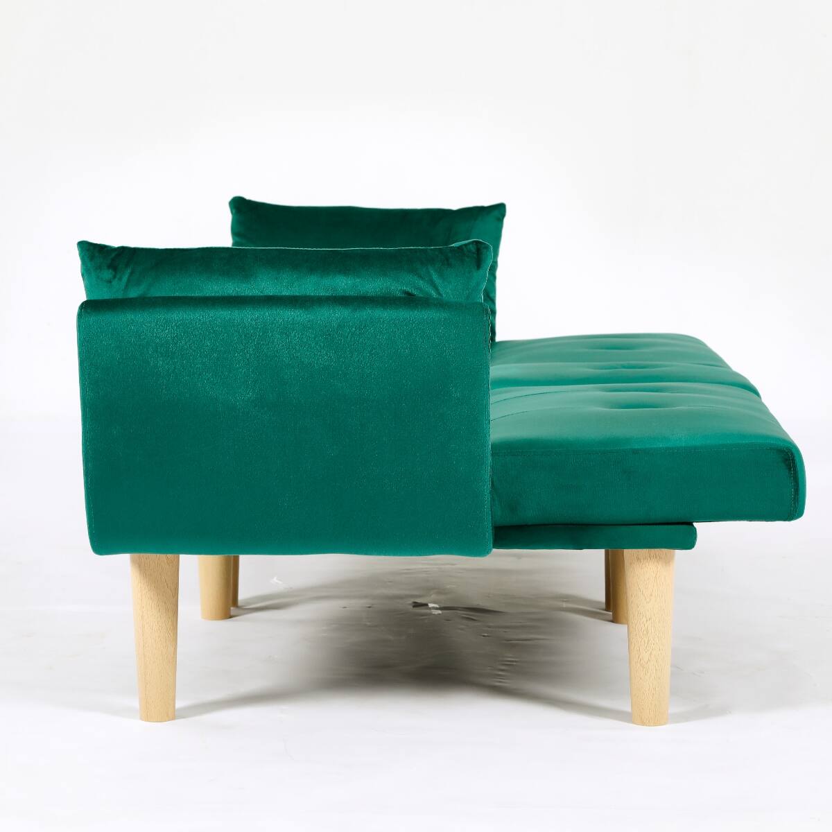 Alt View 6. Ropilly - Ropilly 72 Inch Foldable Loveseat Green Velvet 2 Seater Sofa for Living Room Apartment - Green.