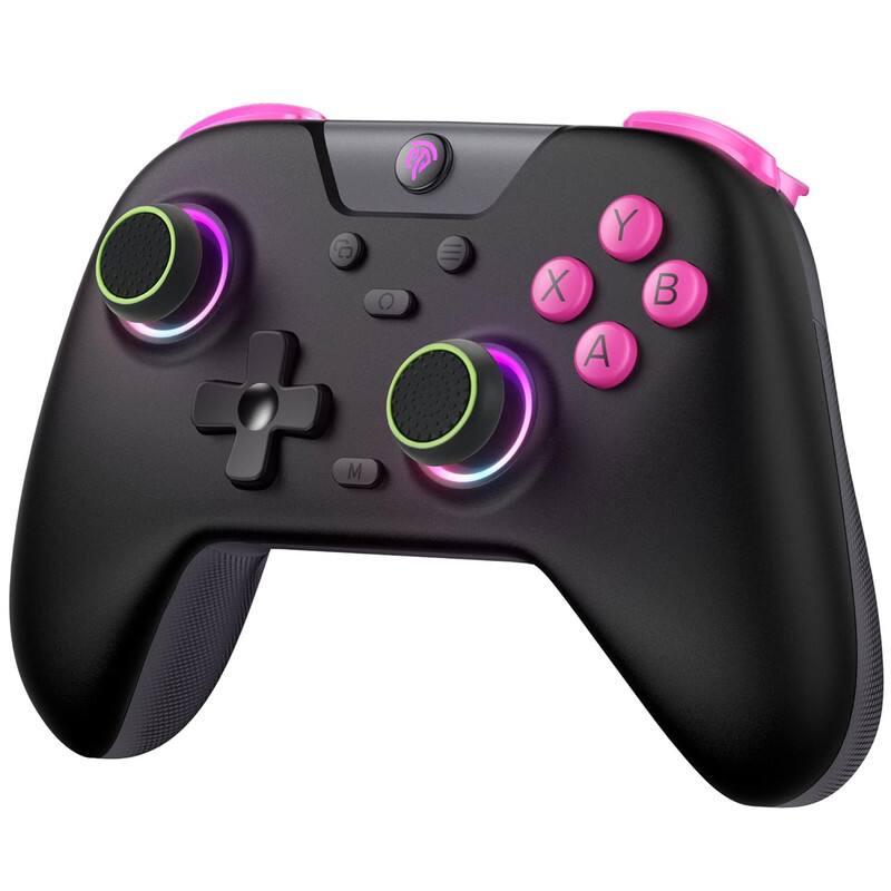 Alt View 1. Rossetta - Rossetta X05 Wireless Gaming Controller for PC/iPhone/Android/Switch, Hall effect, RGB Lights, Turbo, and Anti-Drift - Black.