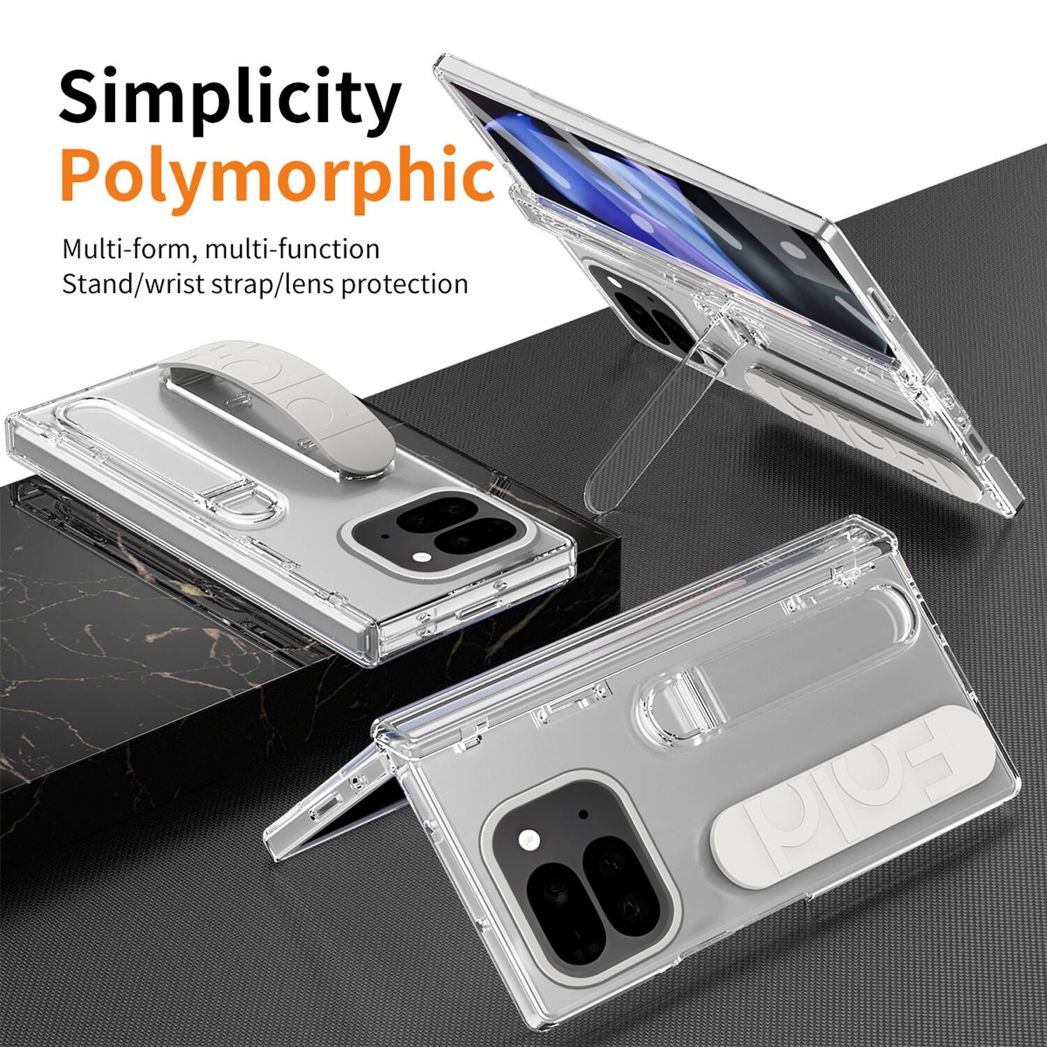 Simplicity Polymorphic  
Multi-form, multi-function  
Stand/wrist strap/lens protection
