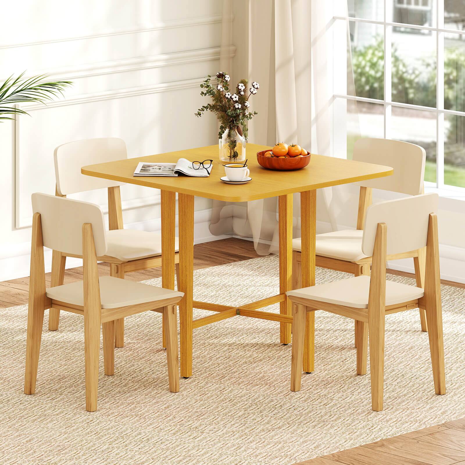 Alt View 4. Costway - Costway Foldable Dining Table for 2-4 People Extendable Table with Rubber Wood Legs - Natural.