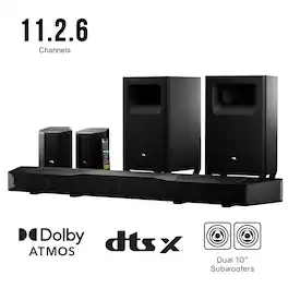 Nakamichi - Shockwafe Wireless 11.2.6-Ch 2300W Dolby Atmos Soundbar w/ Dual 10" Subwoofers, 6 Height Channels, 31 Punktkilde Drivers - Black