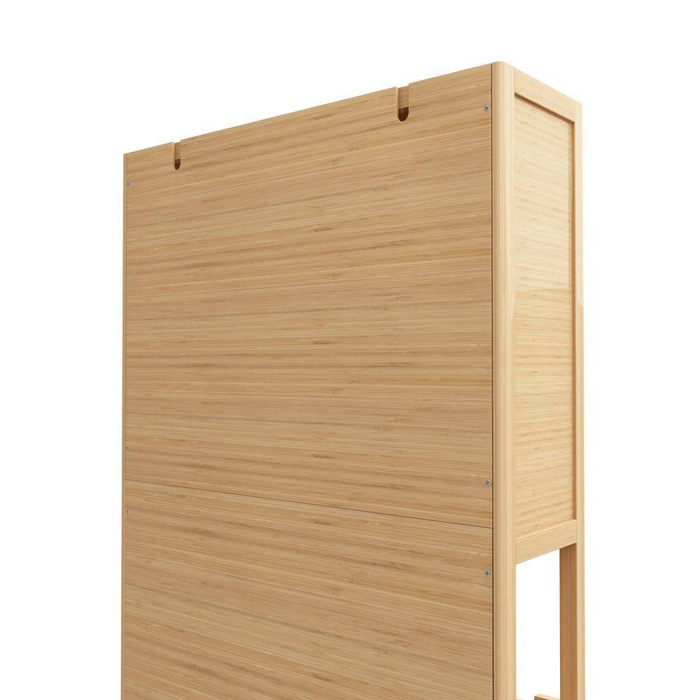 Alt View 6. Kadyn - 72-foot-tall, Wood-coloured, Double-door bamboo high-capacity storage cabinet for main living spaces - Brown.