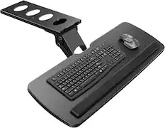 Front. HUANUO - Ergonomic Under Desk Keyboard Tray, Swivel Tilt & Height Adjustable Slide Out Keyboard Platform with Wrist Rest - Black.