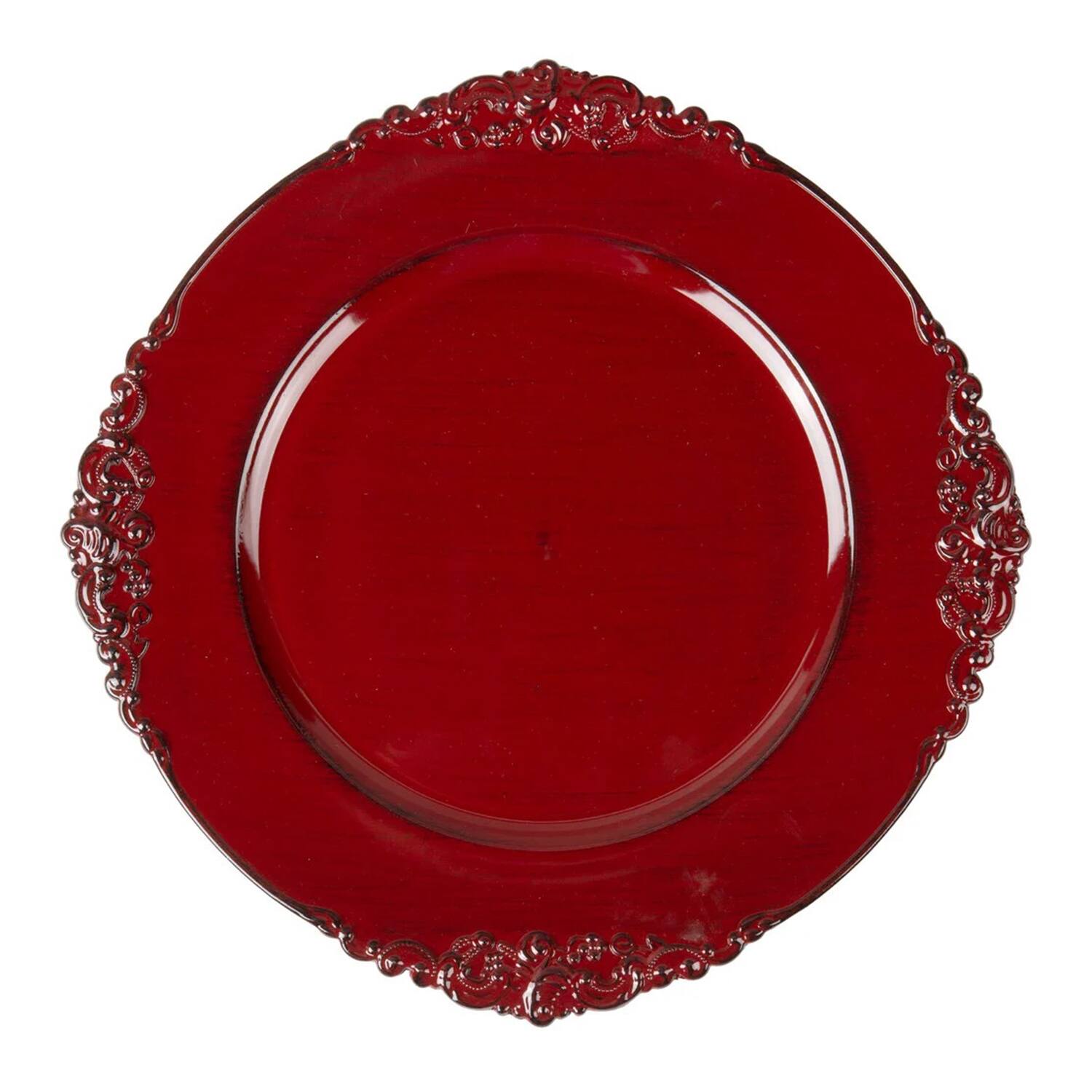 Angle. American Atelier - Royal Red Charger Plate Set 13"D, 24 Pieces - Red.