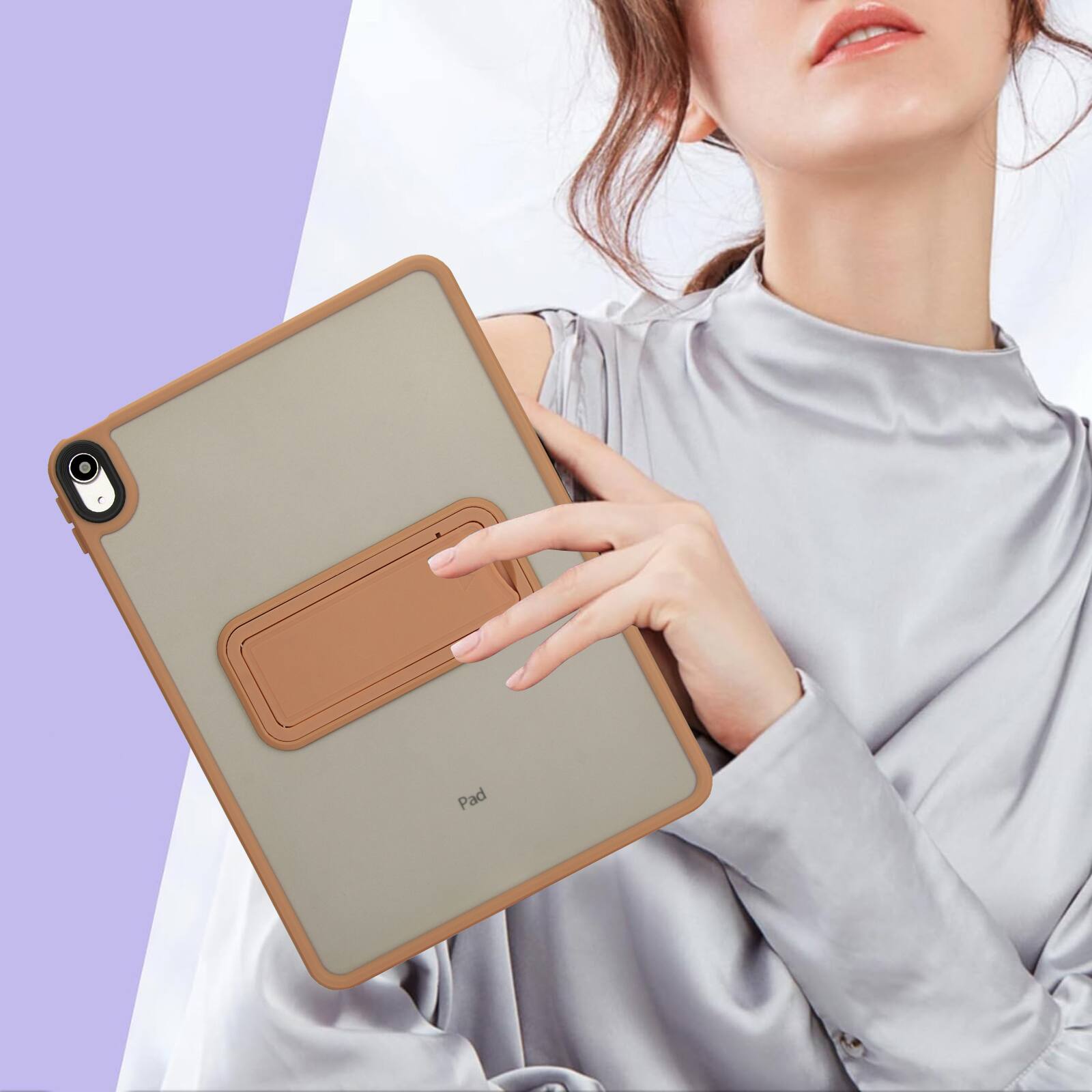 Alt View 3. Dteck - Matte Case for Apple iPad (A16) 11" 2025 11th Gen / 10th Gen 2022 with Foldable Stand,Shockproof Transparent Back Cover - Desertgold.